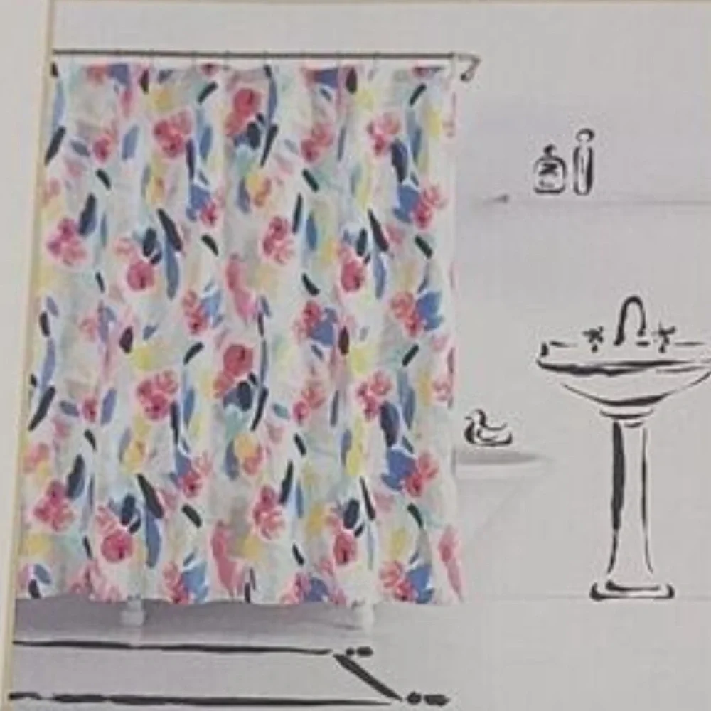 Kate Spade New York Paintball Floral Shower Curtain Watercolor Size 72 x 72